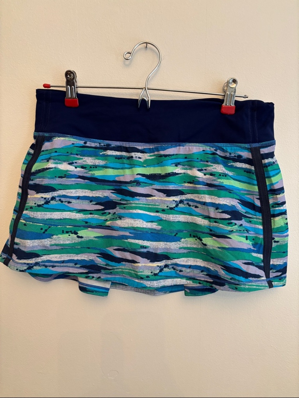 Lululemon Pace Rival Skirt II Seven Wonders Multi Hero Blue Built In Shorts Sz 6